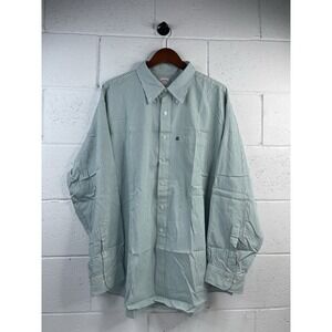 Brooks Brothers 346 Men's Button Down Shirt Green White Stripe Size XXL